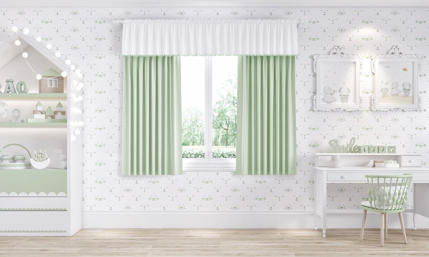 Cortina Infantil Amiguinhas 1,50m