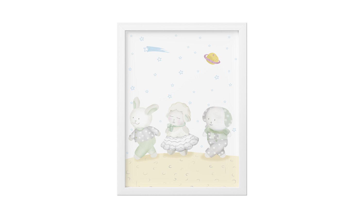 Quadro Amiguinhos Verde na Lua 25cm 