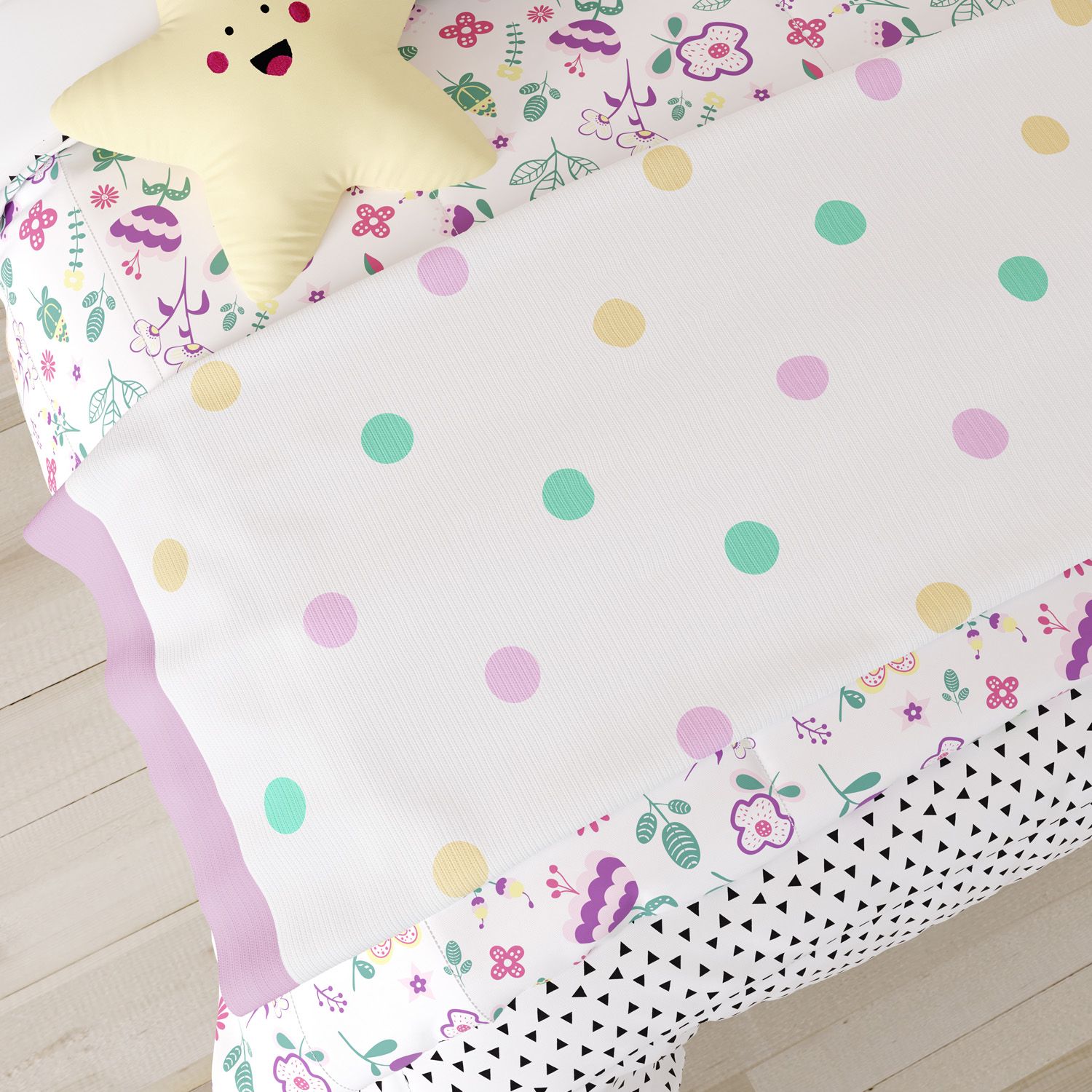 Manta Bebê Tricot Floral Moderna 1m