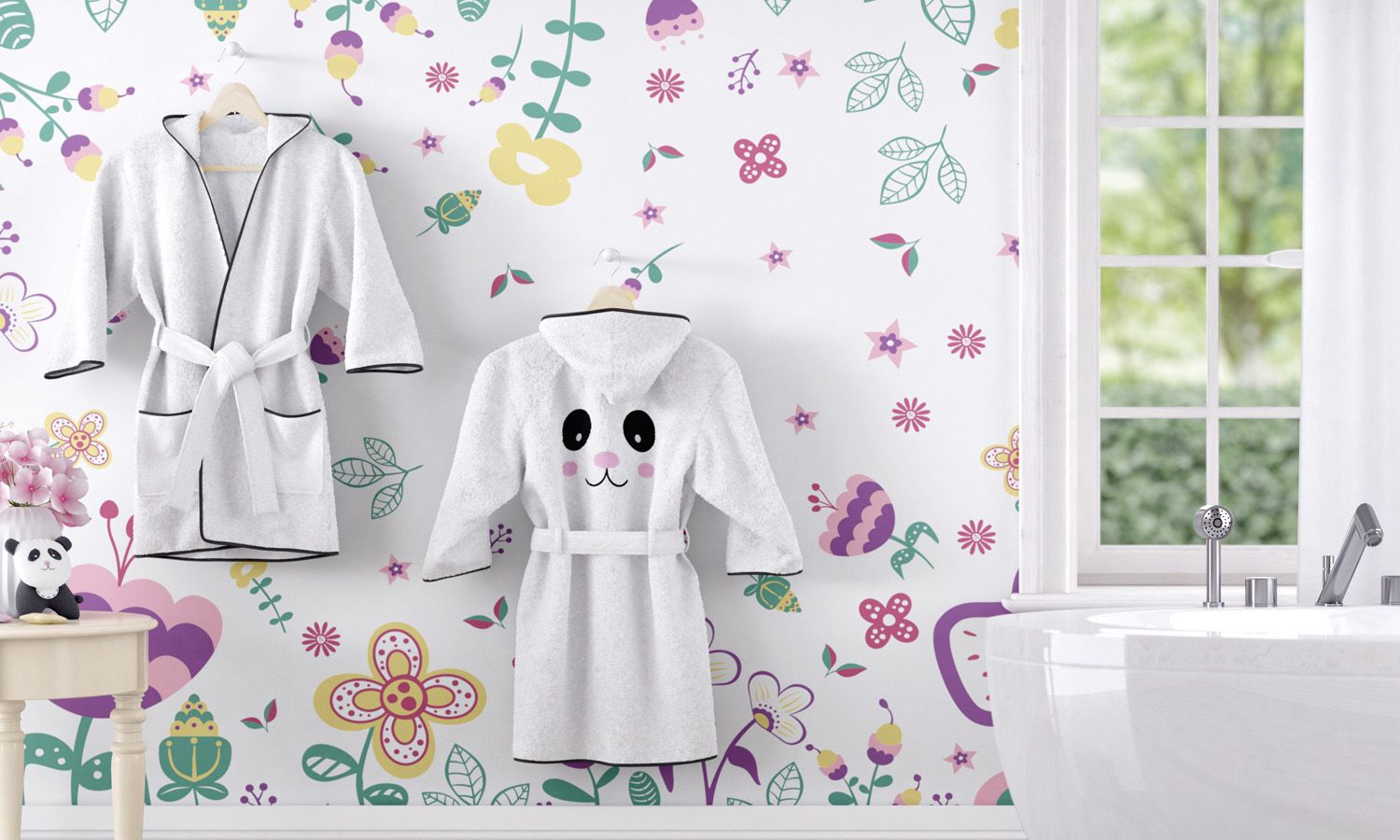 Roupão Panda Floral Moderna