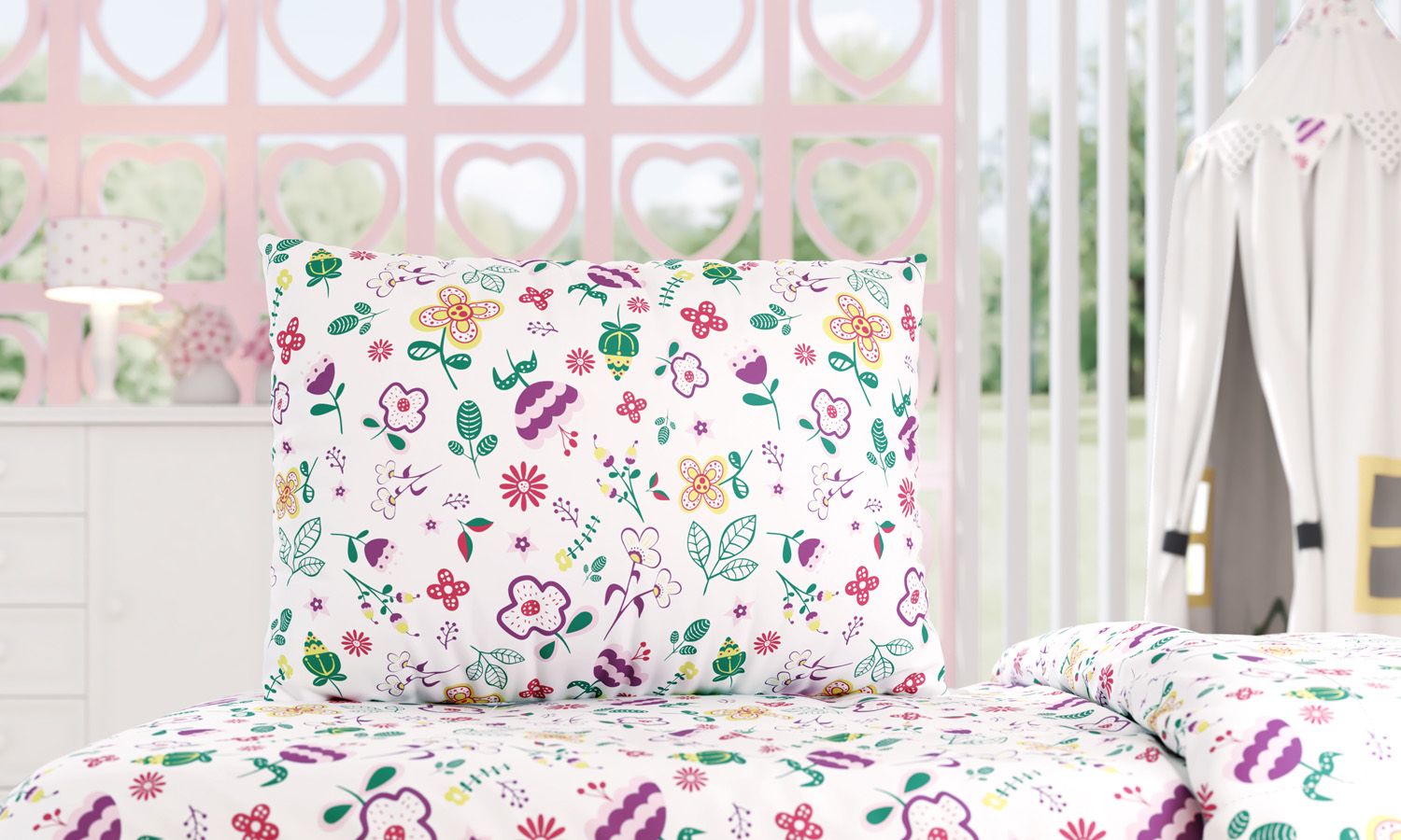 Jogo de Lençol Infantil Solteiro Floral Moderna