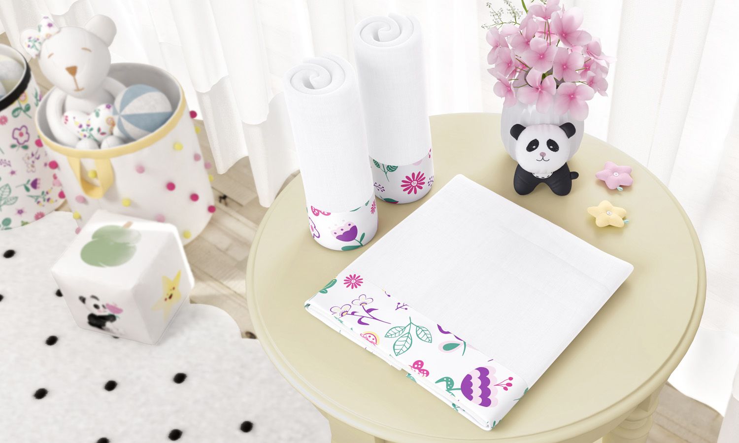 Jogo de Fraldas Ombro Barra Floral Moderna com 3