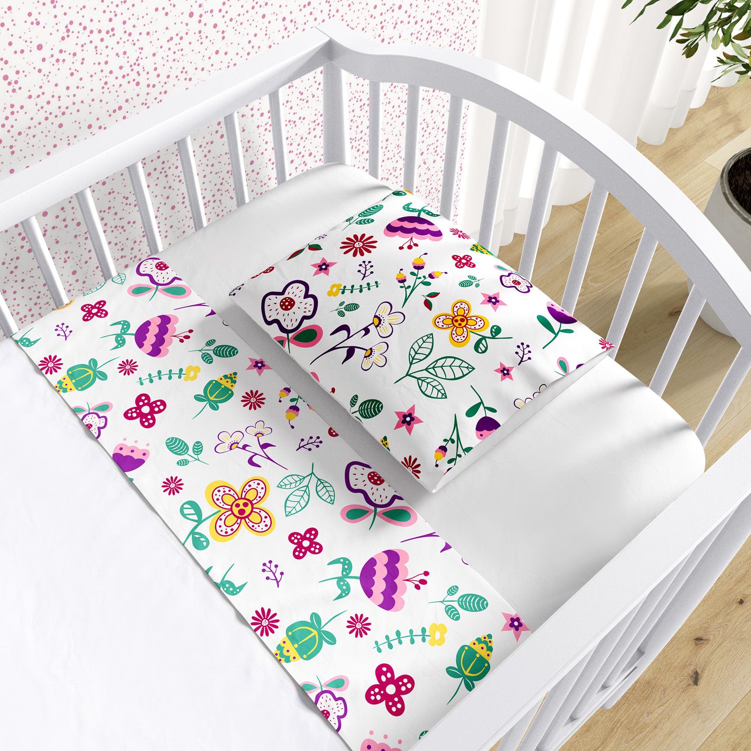 Jogo de Lençol Berço Floral Moderna 3 peças