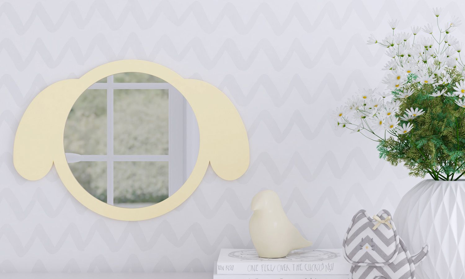 Espelho Redondo Amiguinha Cachorrinha Rosa 30cm