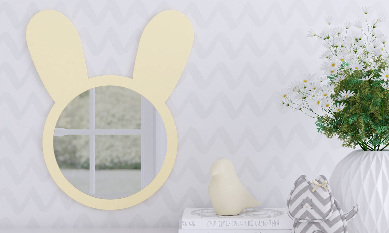 Espelho Redondo Amiguinha Coelhinha Rosa 44cm