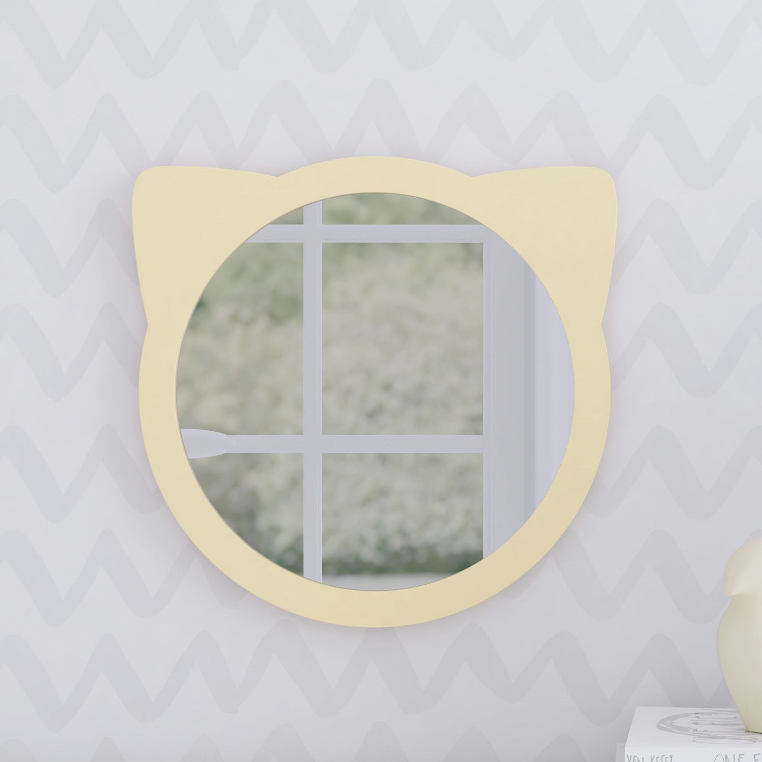 Espelho Redondo Amiguinha Gatinha Rosa 30cm