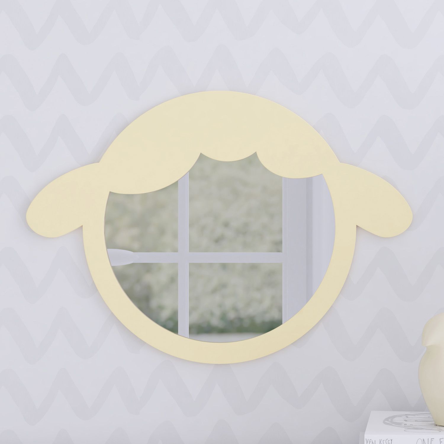 Espelho Redondo Amiguinha Ovelhinha Rosa 30cm