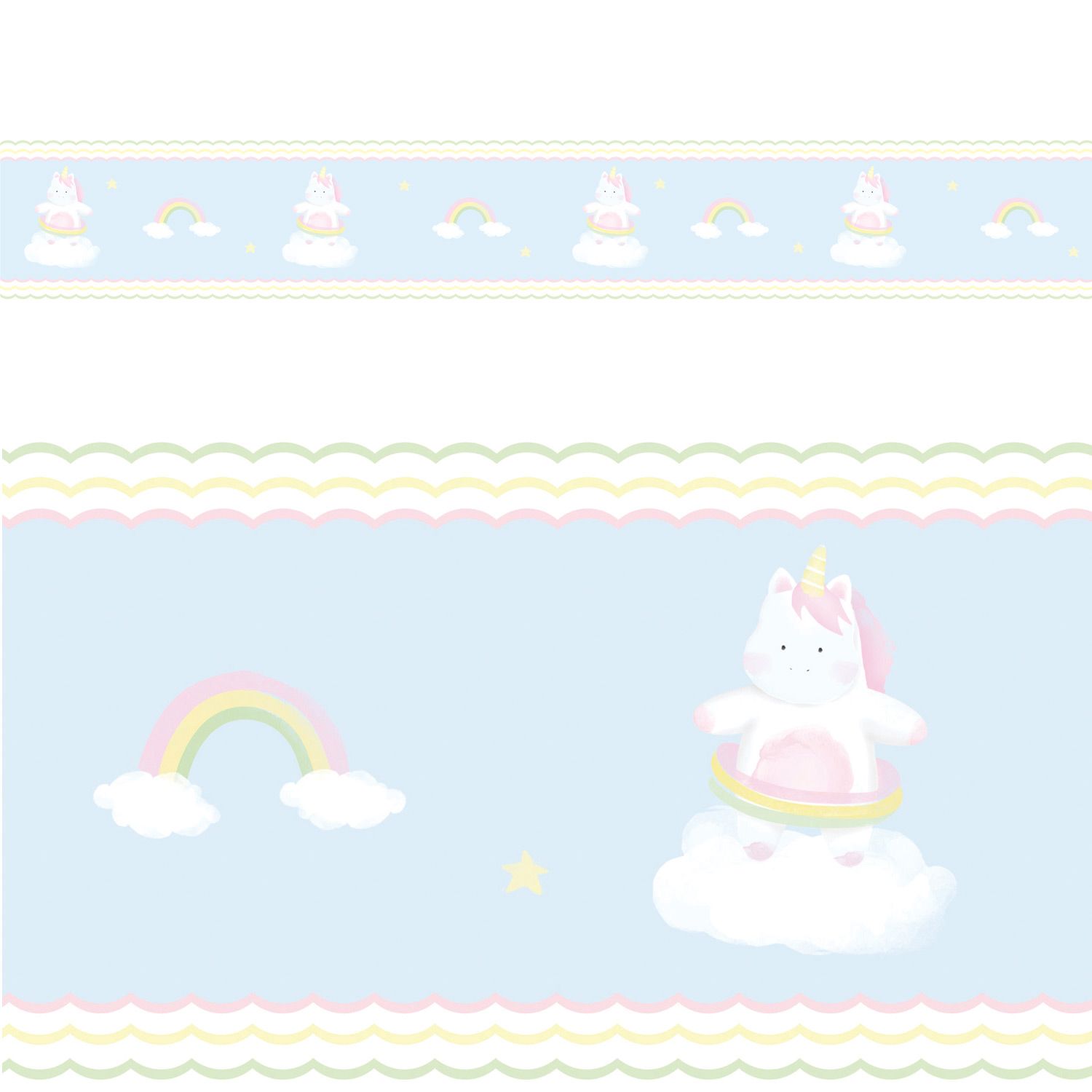 Faixa Adesiva de Parede Amiguinhas Unicórnio 2m