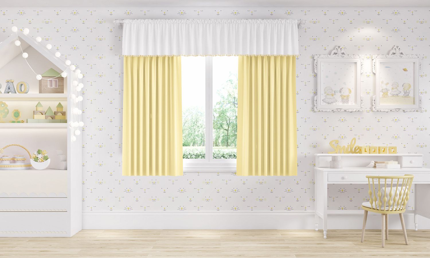 Cortina Infantil Amiguinhas 1,50m