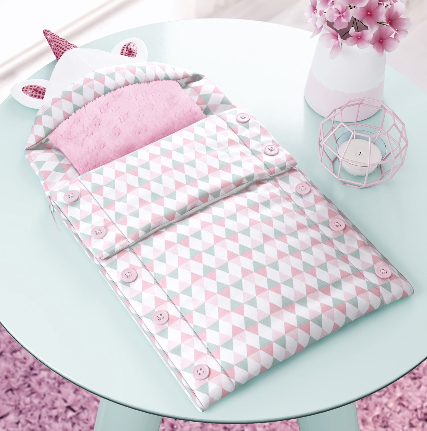 Porta Bebê com Capuz Amiguinhas Unicórnio