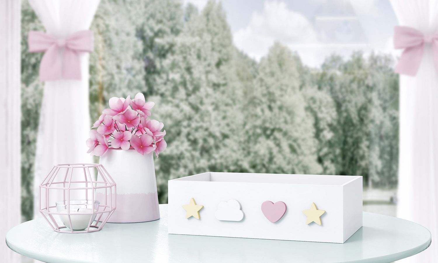 Bandeja MDF Nuvem, Estrela e Coração