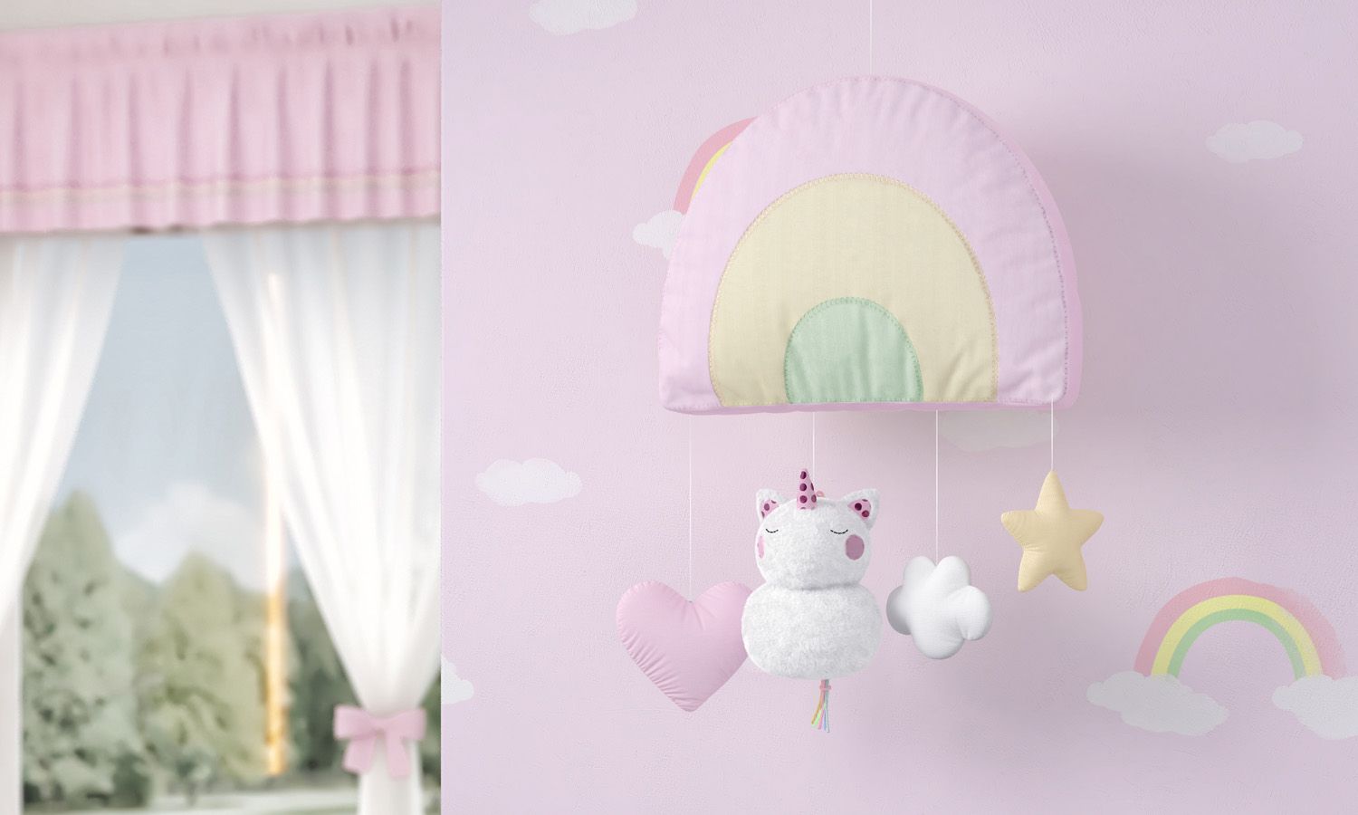 Móbile Arco-Íris Amiguinhas Unicórnio