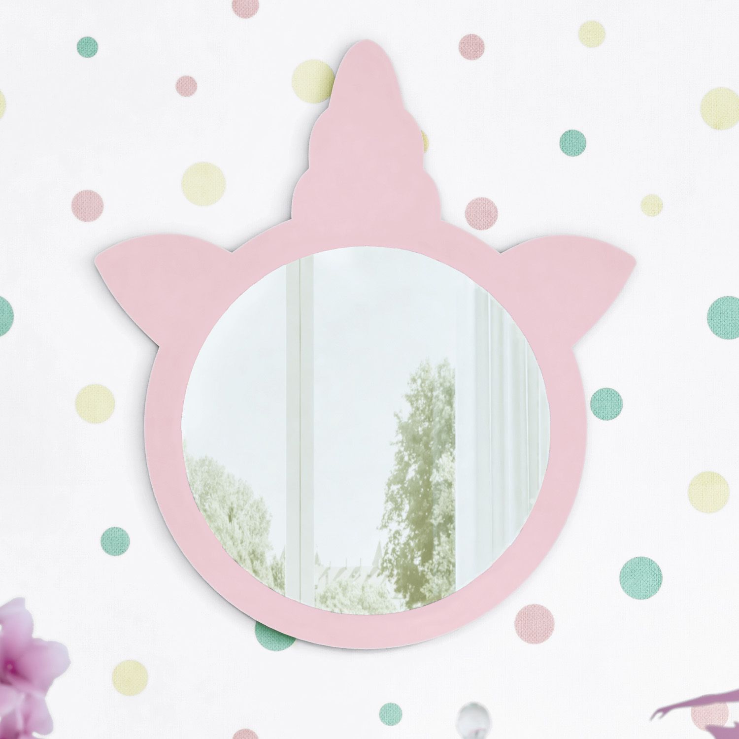 Espelho Redondo Amiguinhas Unicórnio 28cm