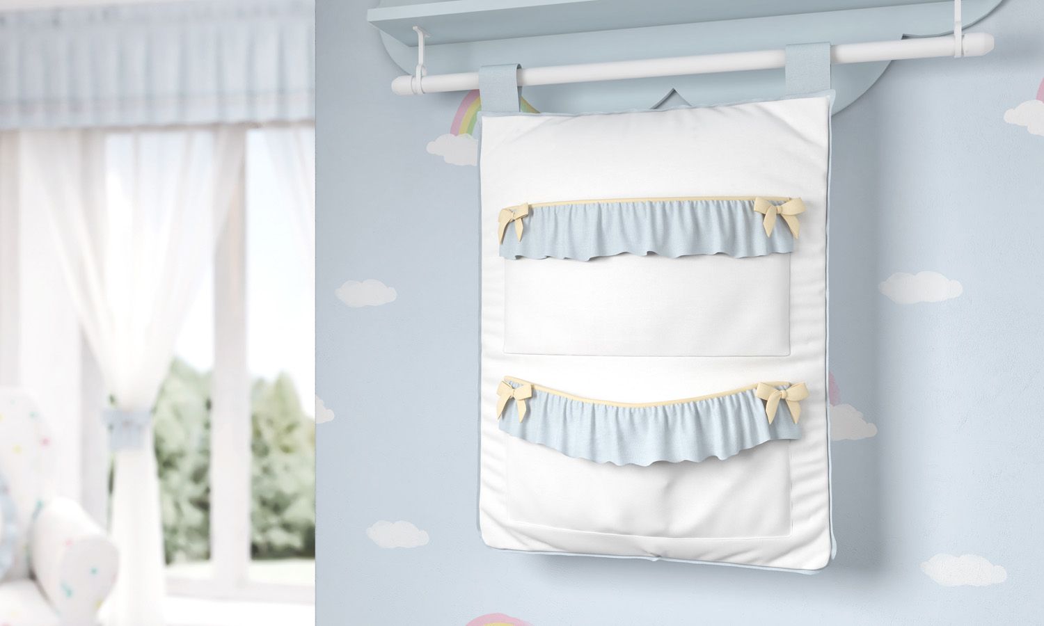 Porta Fraldas Varão Arco-Íris com Babado