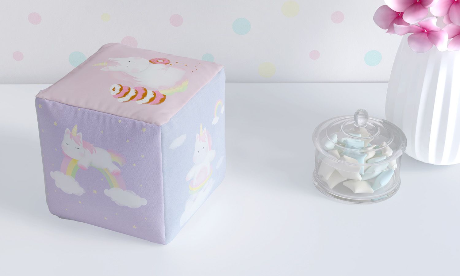 Almofada Dado Infantil Amiguinhas Unicórnio 20cm