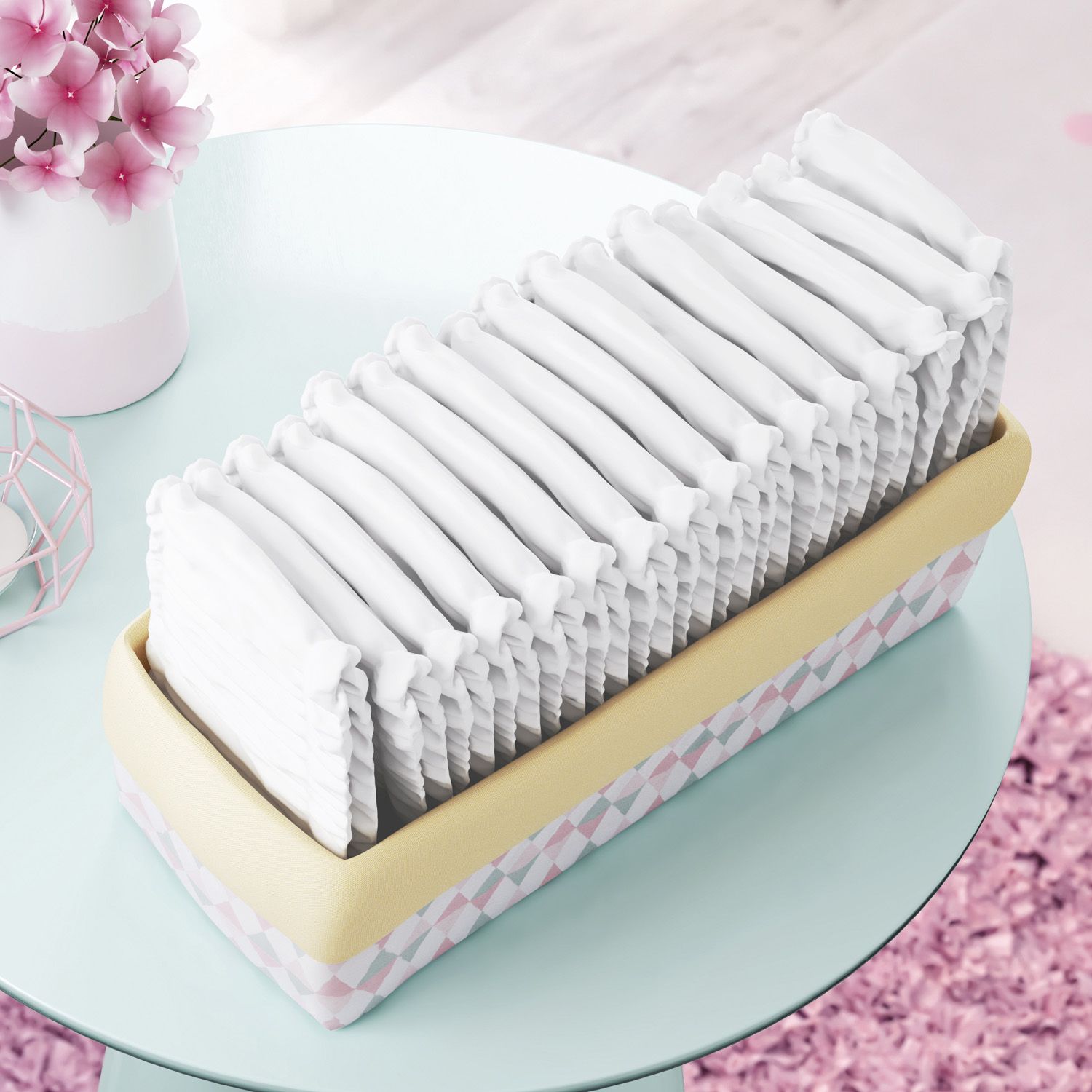 Cesto Organizador Estampa Triângulo e Amarelo 40cm