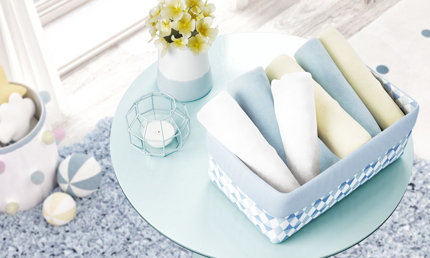 Cesto Organizador Estampa Triângulo e Rosa 36cm