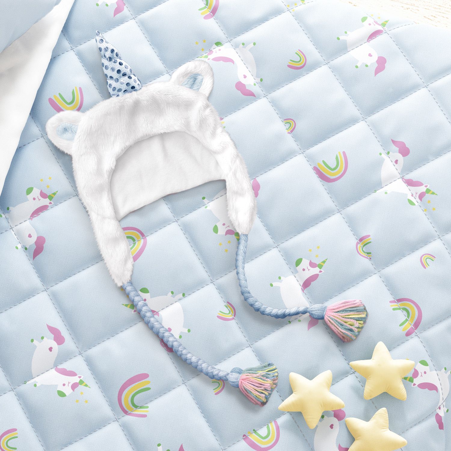 Touca de Bebê Amiguinhos Unicórnio Azul