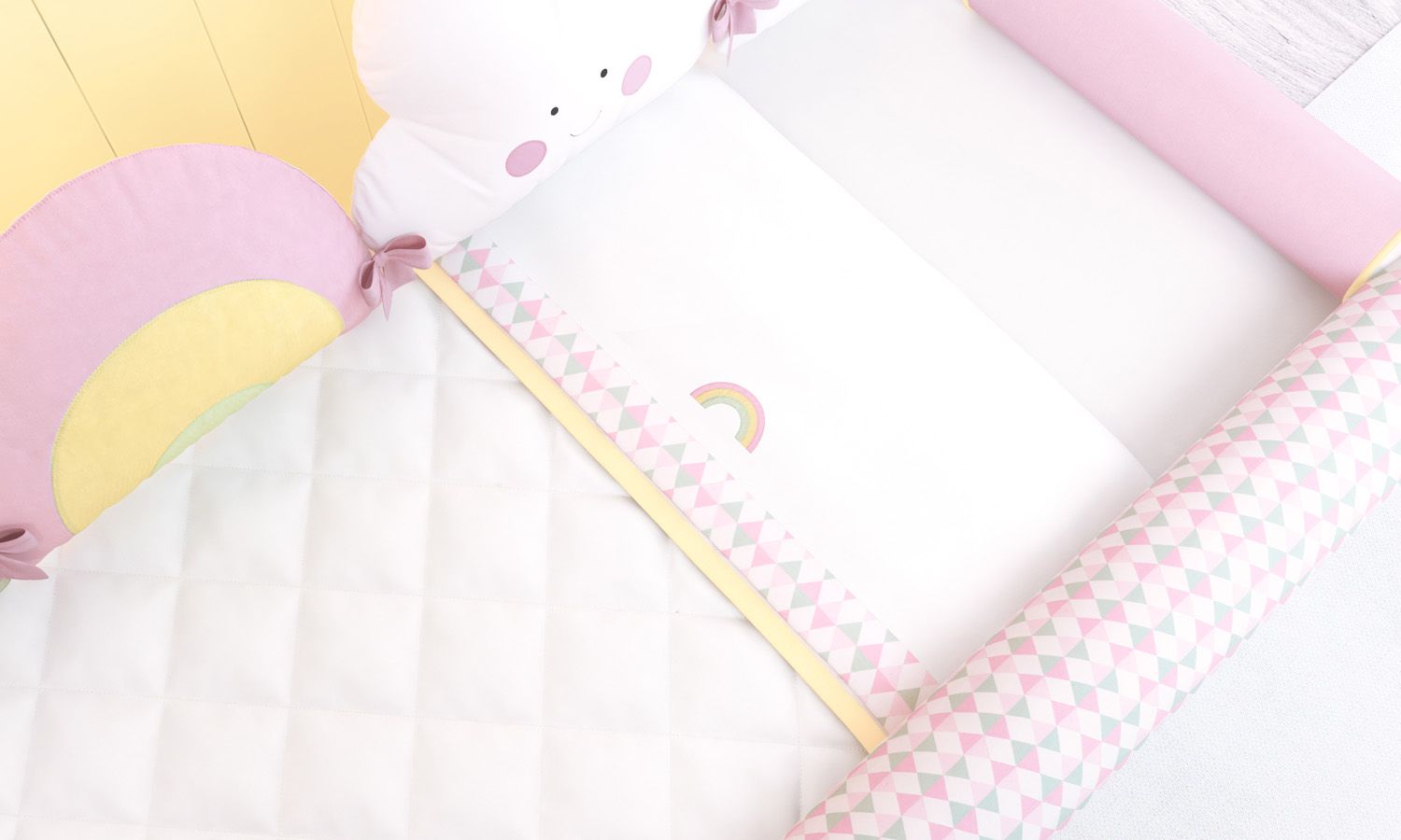 Jogo de Lençol Mini Cama Arco-Íris Estampa Triângulo