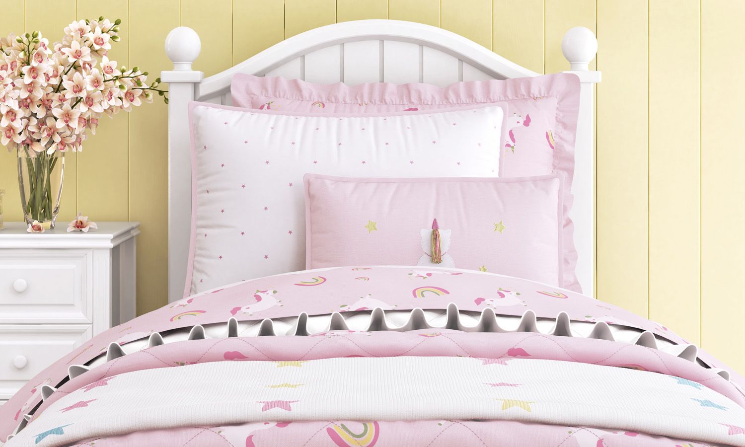 Kit Cama Infantil Solteiro Amiguinhas Unicórnio