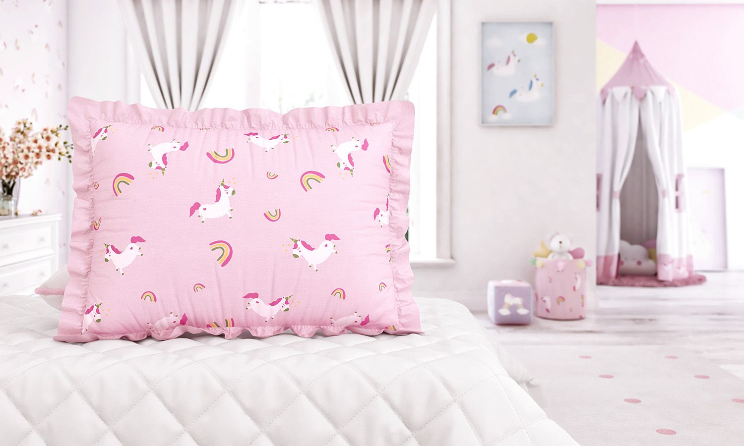 Kit Cama Infantil Solteiro Amiguinhas Unicórnio