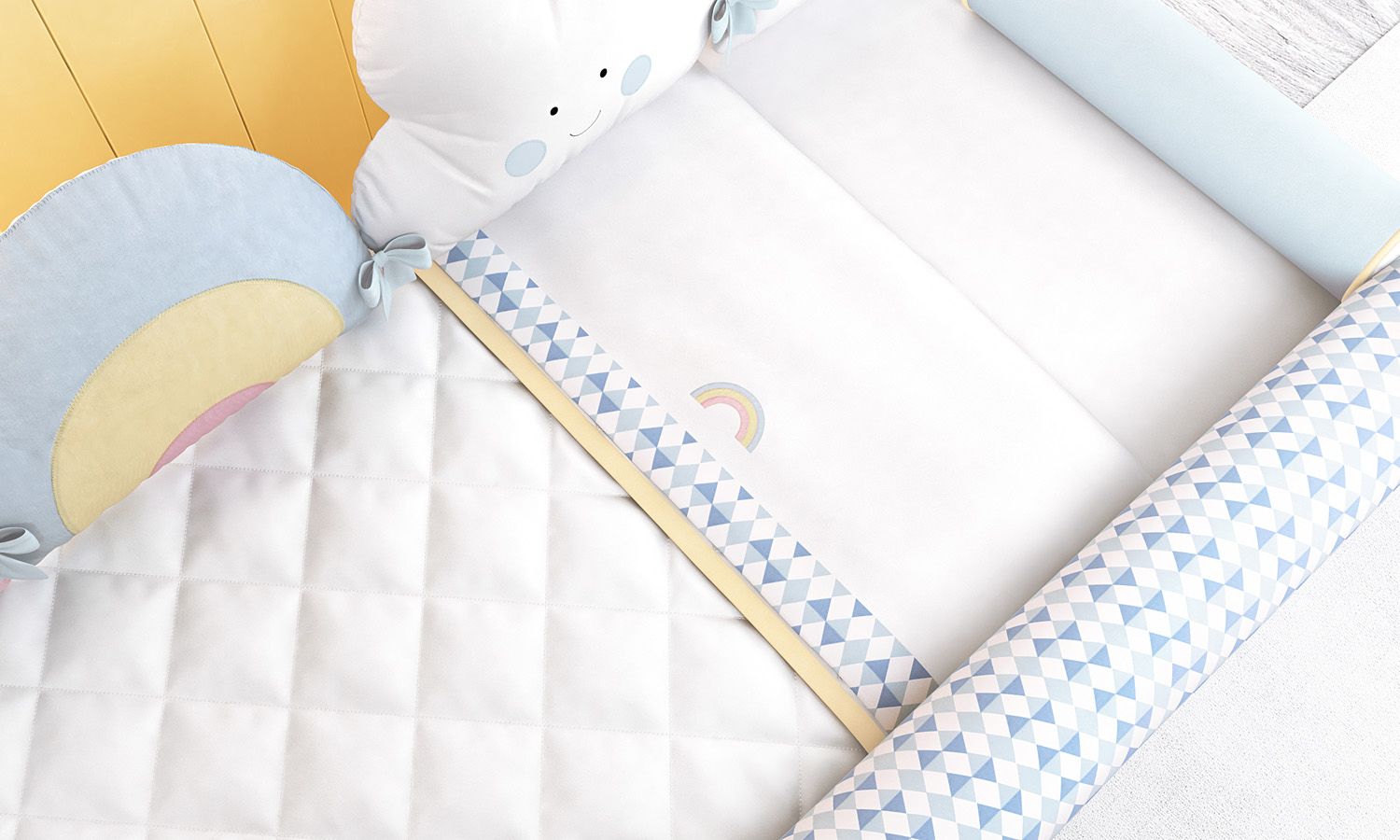 Jogo de Lençol Mini Cama Arco-Íris Estampa Triângulo