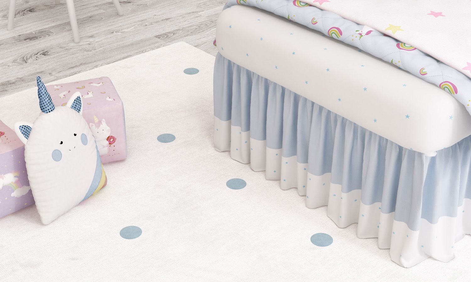 Saia de Cama Infantil Amiguinhas Unicórnio