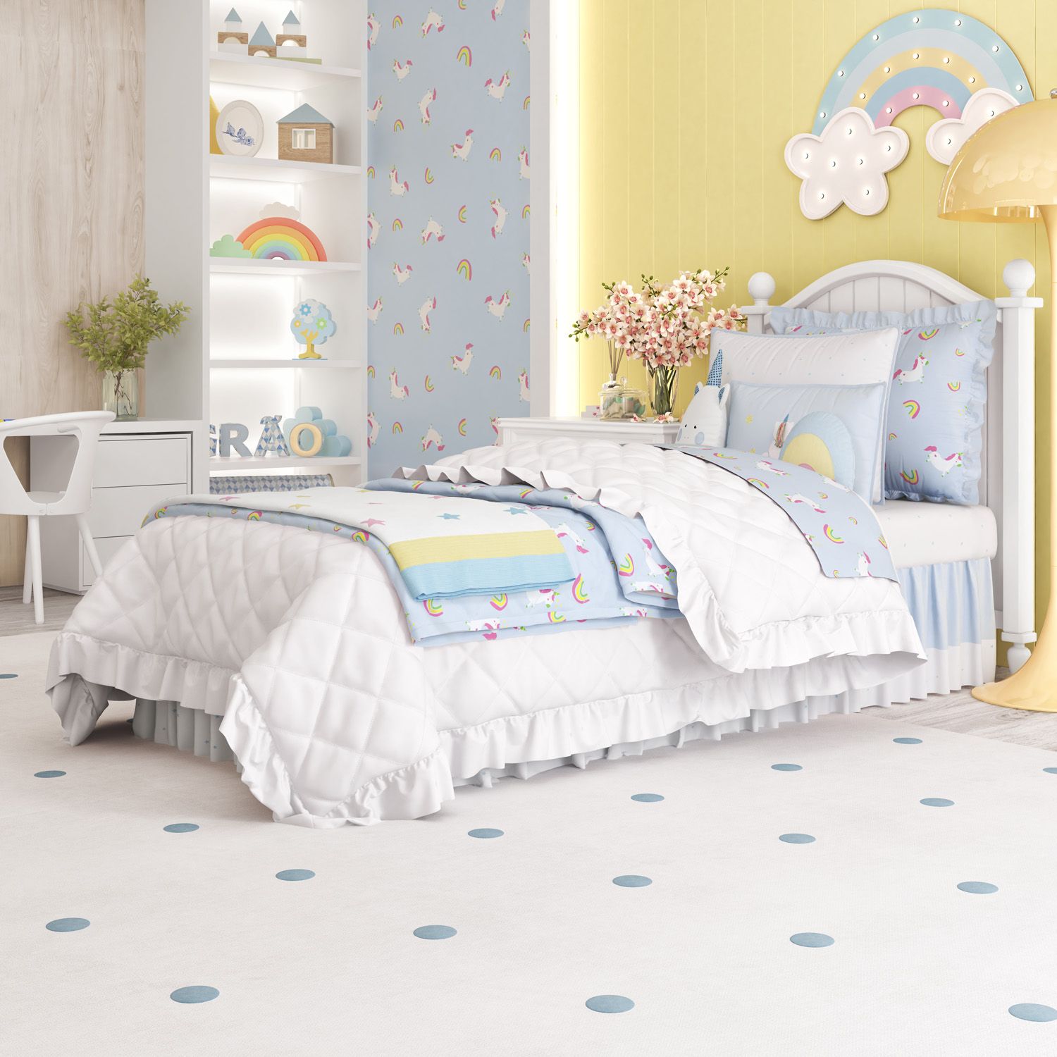 Kit Cama Infantil Solteiro Amiguinhas Unicórnio — vista alternativa