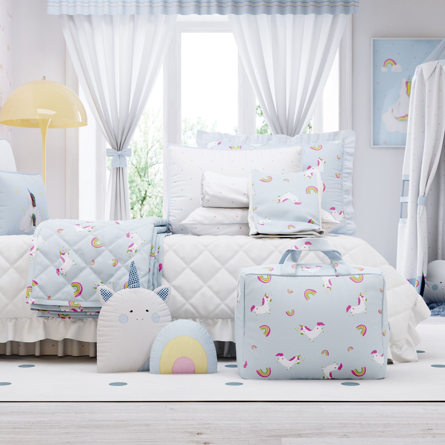 Kit Cama Infantil Solteiro Amiguinhas Unicórnio