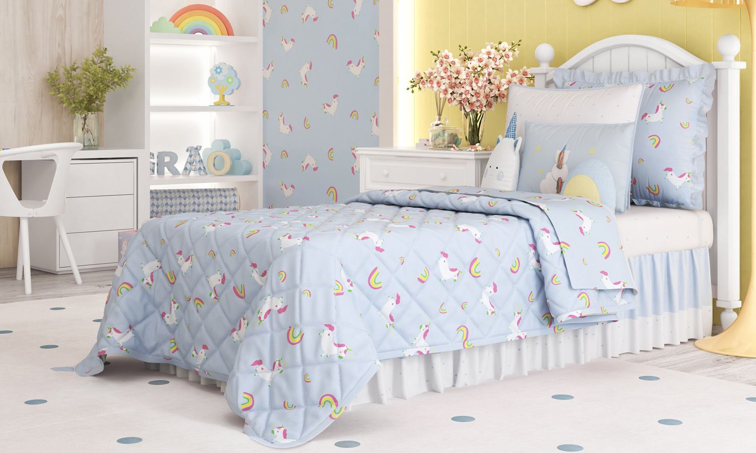 Kit Cama Infantil Solteiro Amiguinhas Unicórnio - imagem 5
