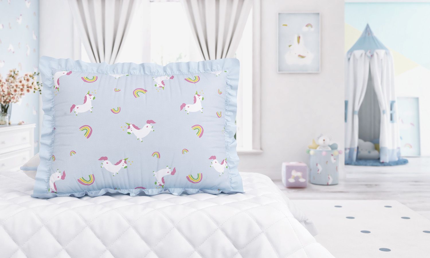 Fronha de Travesseiro Infantil Amiguinhas Unicórnio