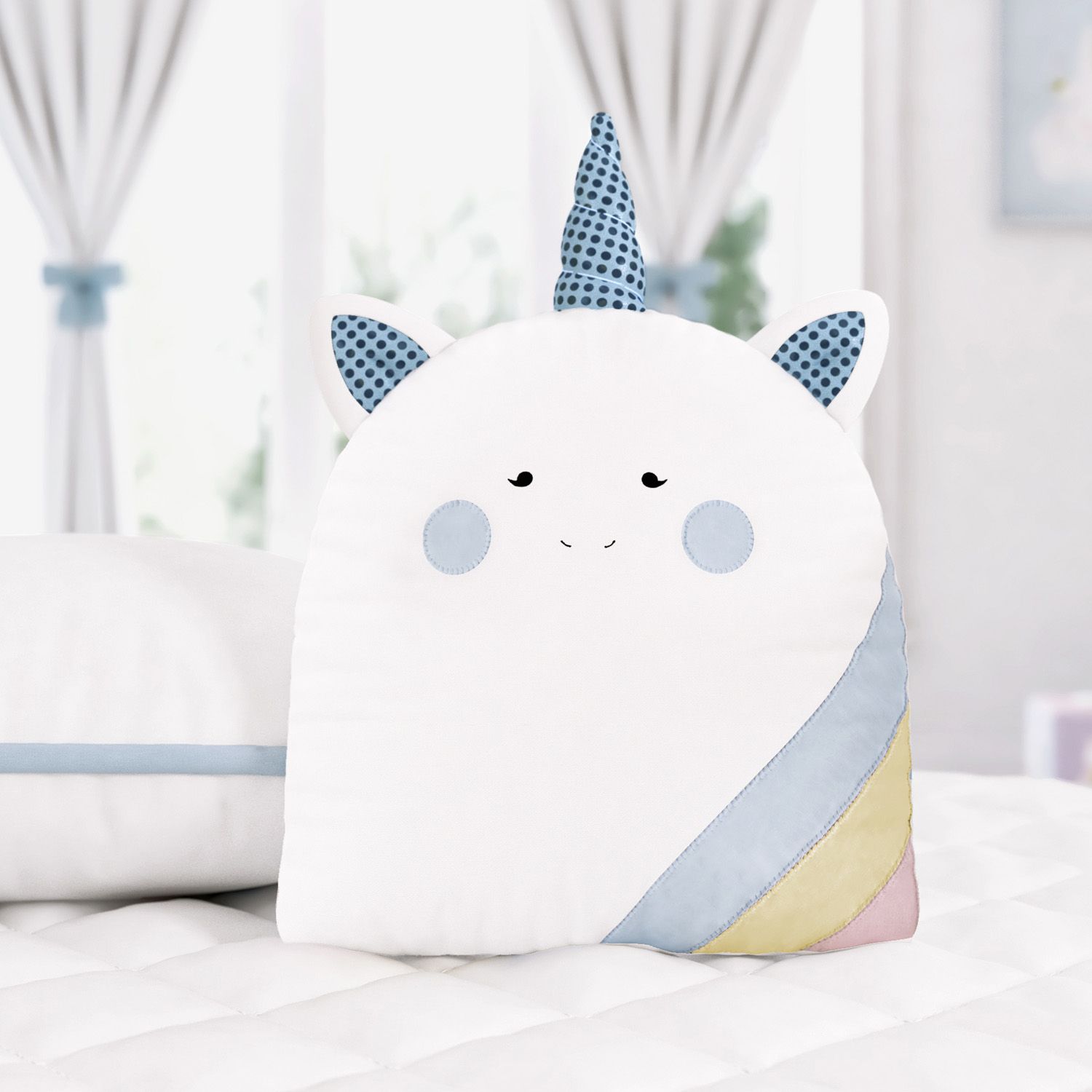 Almofada Amiguinha Unicórnio Paetê Rosa 32cm