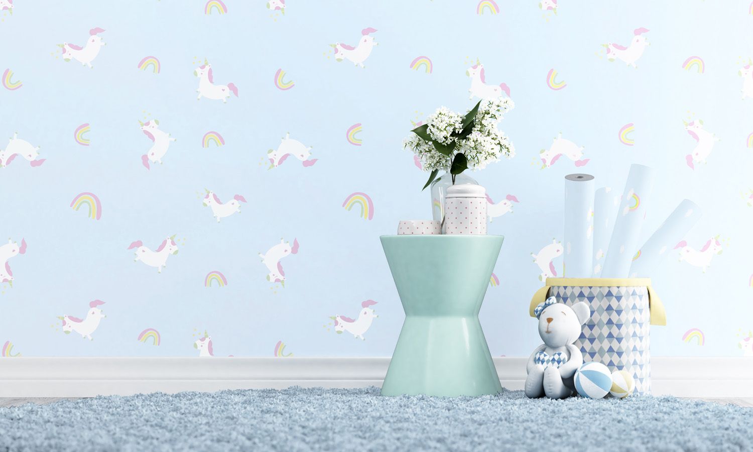 Papel de Parede Amiguinhas Unicórnio 3m
