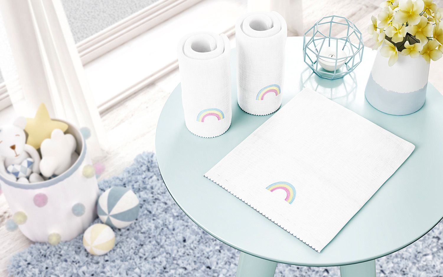 Jogo de Fraldas Ombro Arco-Íris com 3