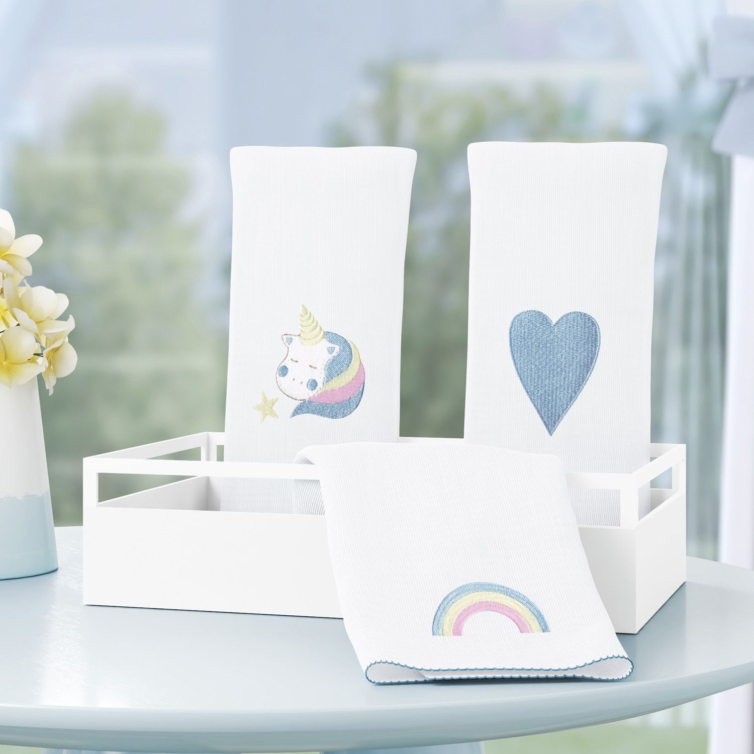 Jogo de Fraldas de Boca Unicórnio Azul