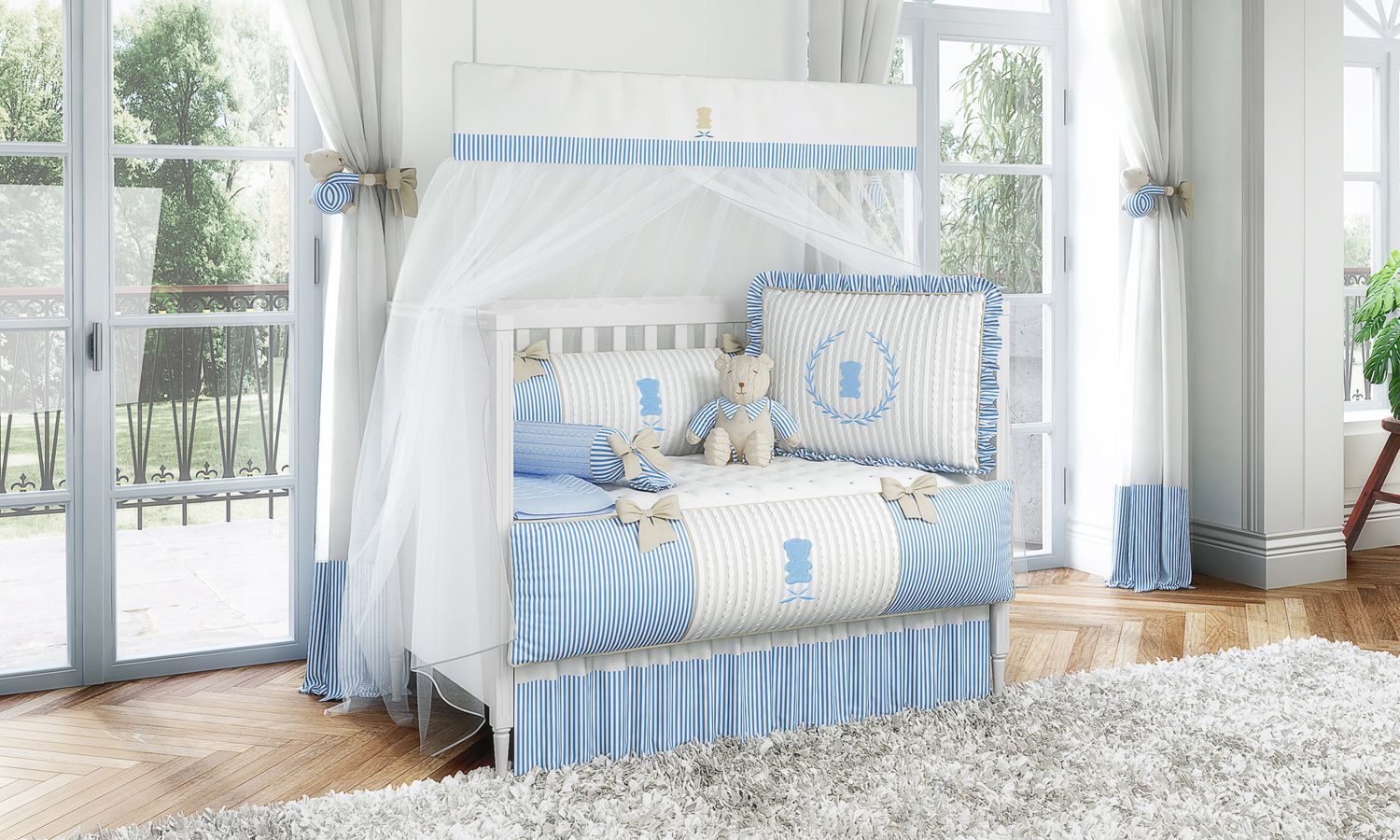 Kit Berço Tricot Luxo Azul