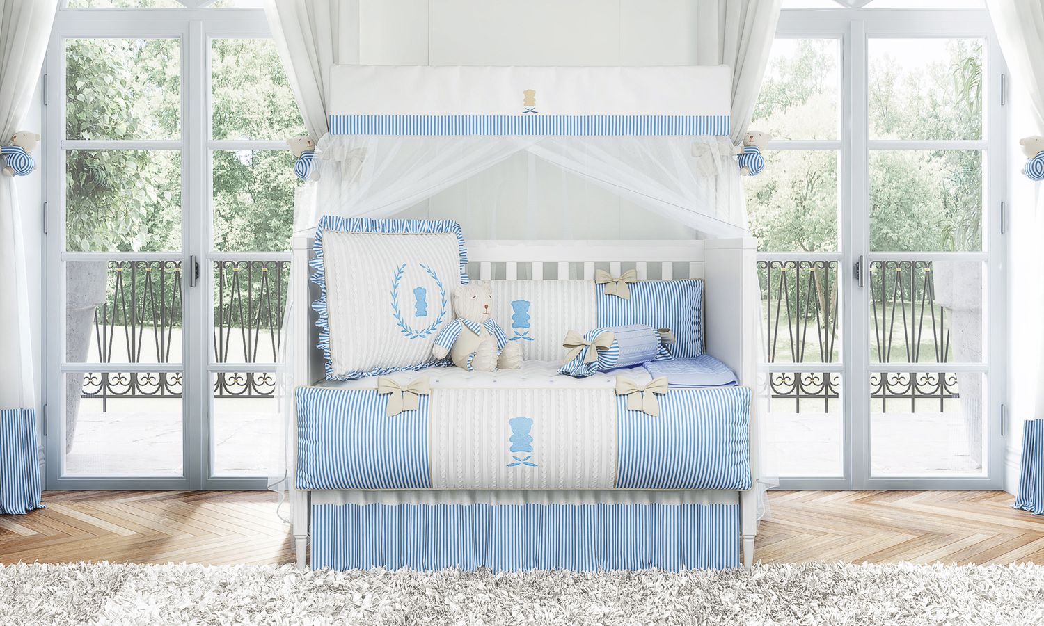 Kit Berço Tricot Luxo Azul