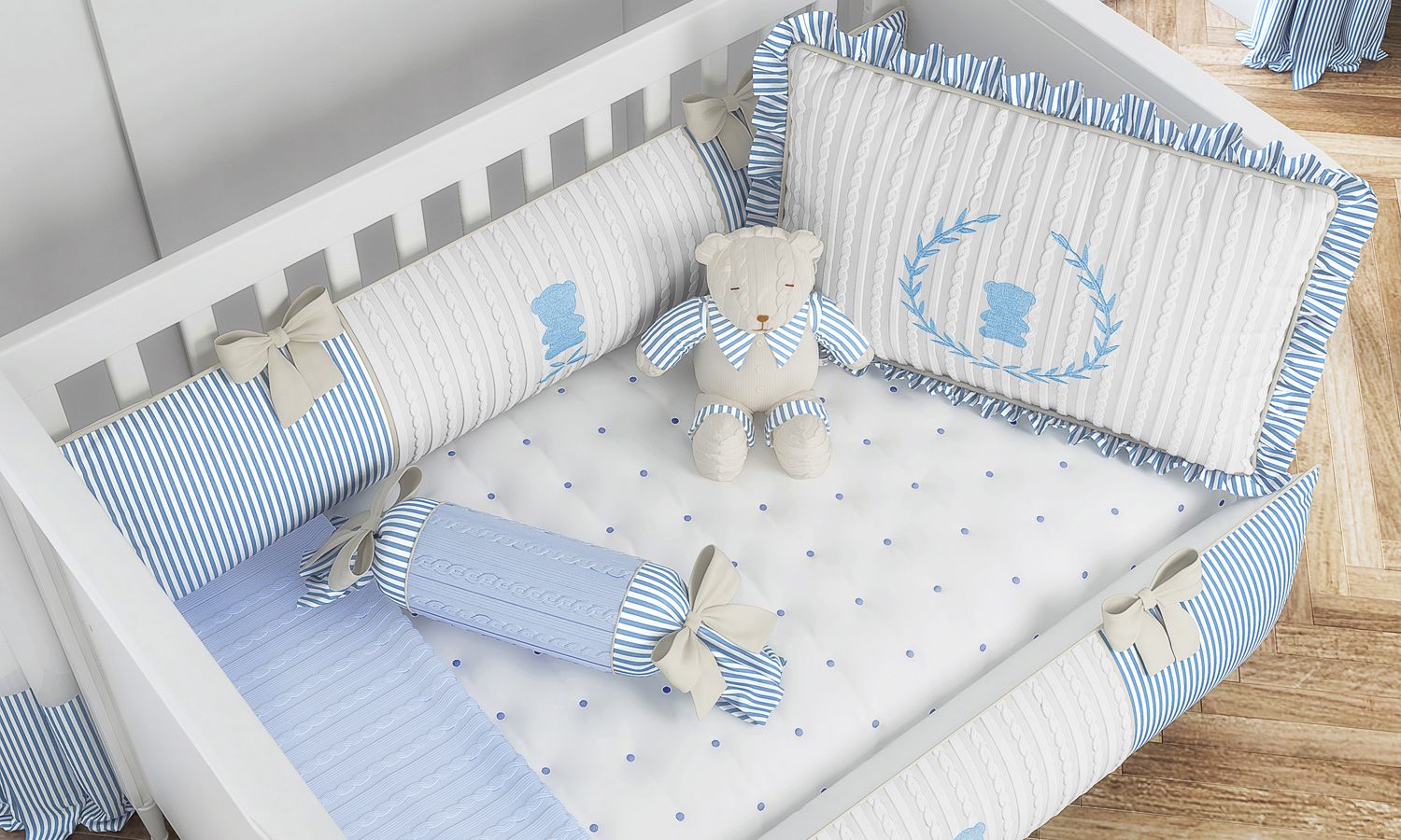 Kit Berço Tricot Luxo Azul