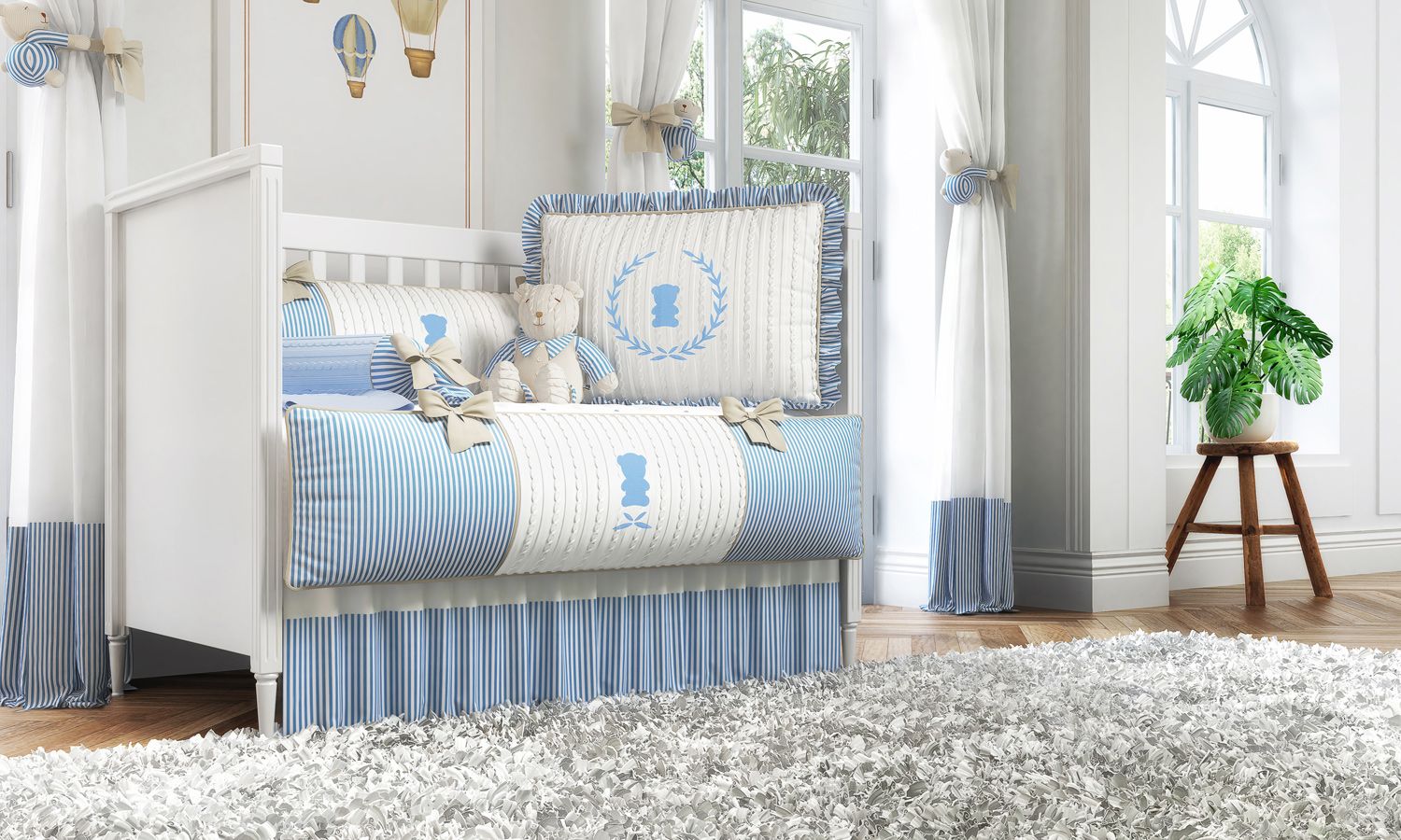 Kit Berço Tricot Luxo Azul