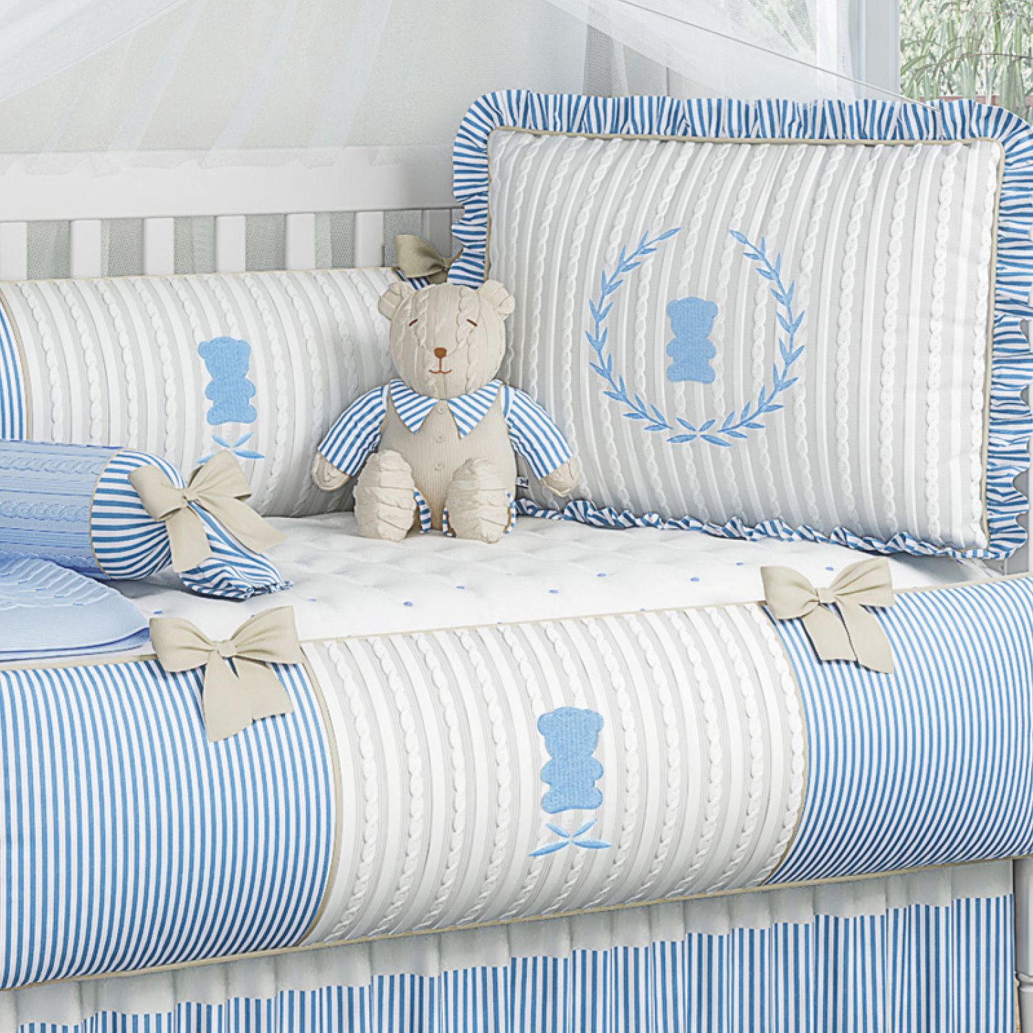 Kit Berço Tricot Luxo Azul