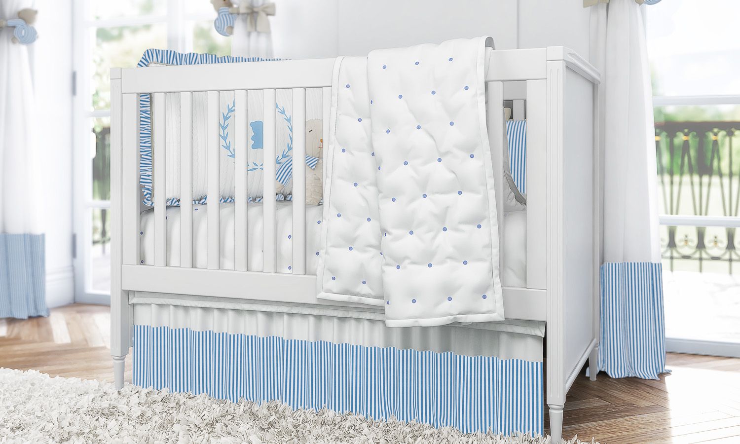 Edredom de Berço Matelado Branco/Azul