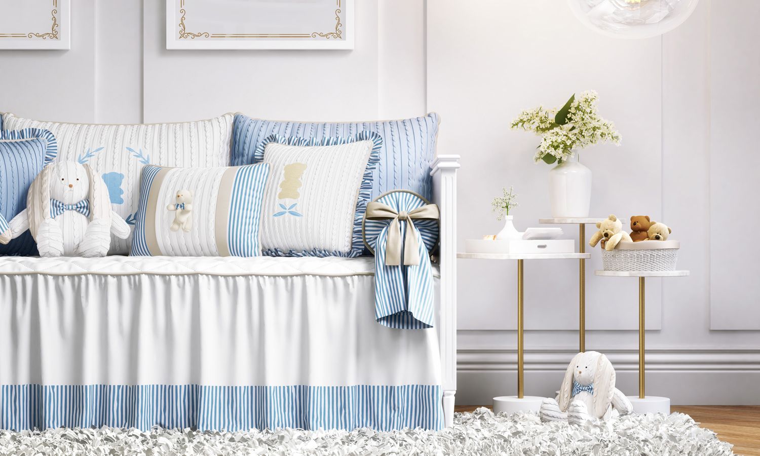 Kit Cama Babá Tricot Luxo Azul