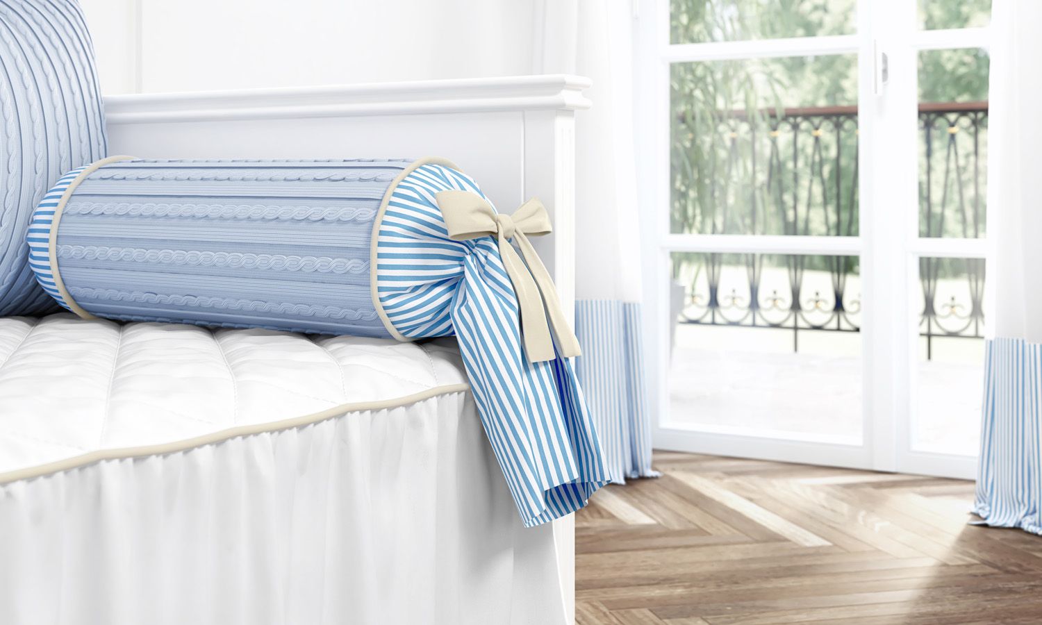 Kit Cama Babá Tricot Luxo Azul