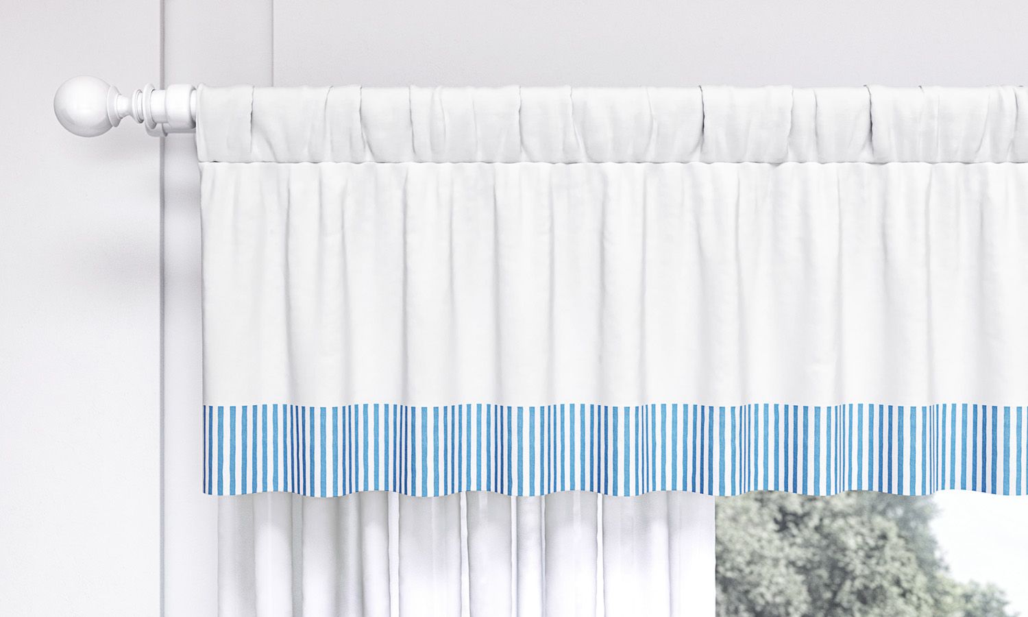 Cortina Luxo Branca/Azul 1,50m
