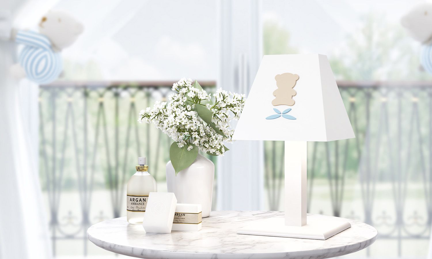 Abajur MDF Urso Luxo Azul