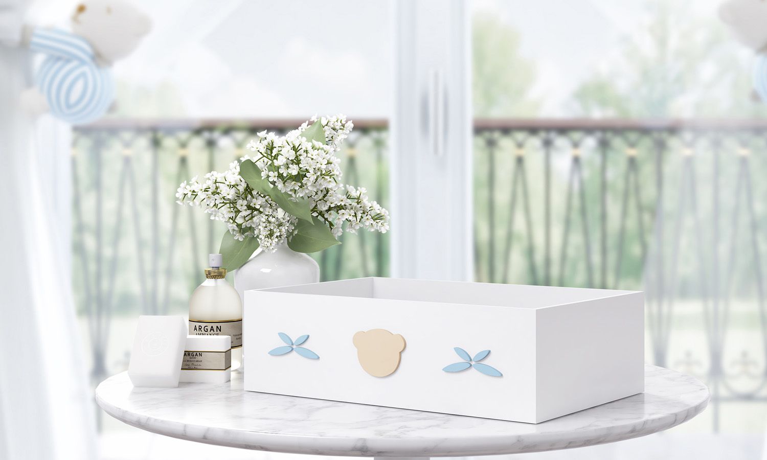 Bandeja MDF Urso Luxo Azul