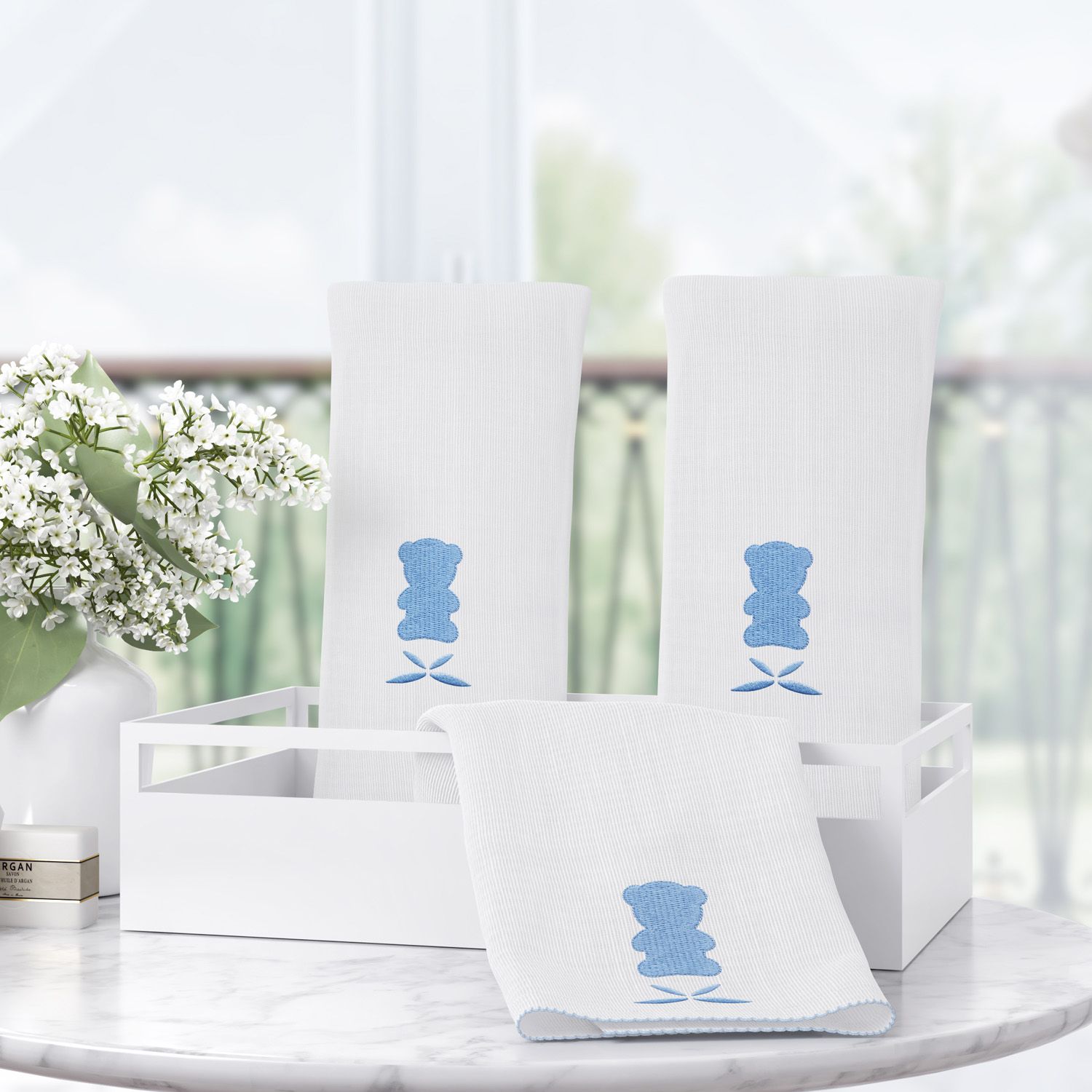 Jogo de Fraldas de Boca Urso Luxo Azul