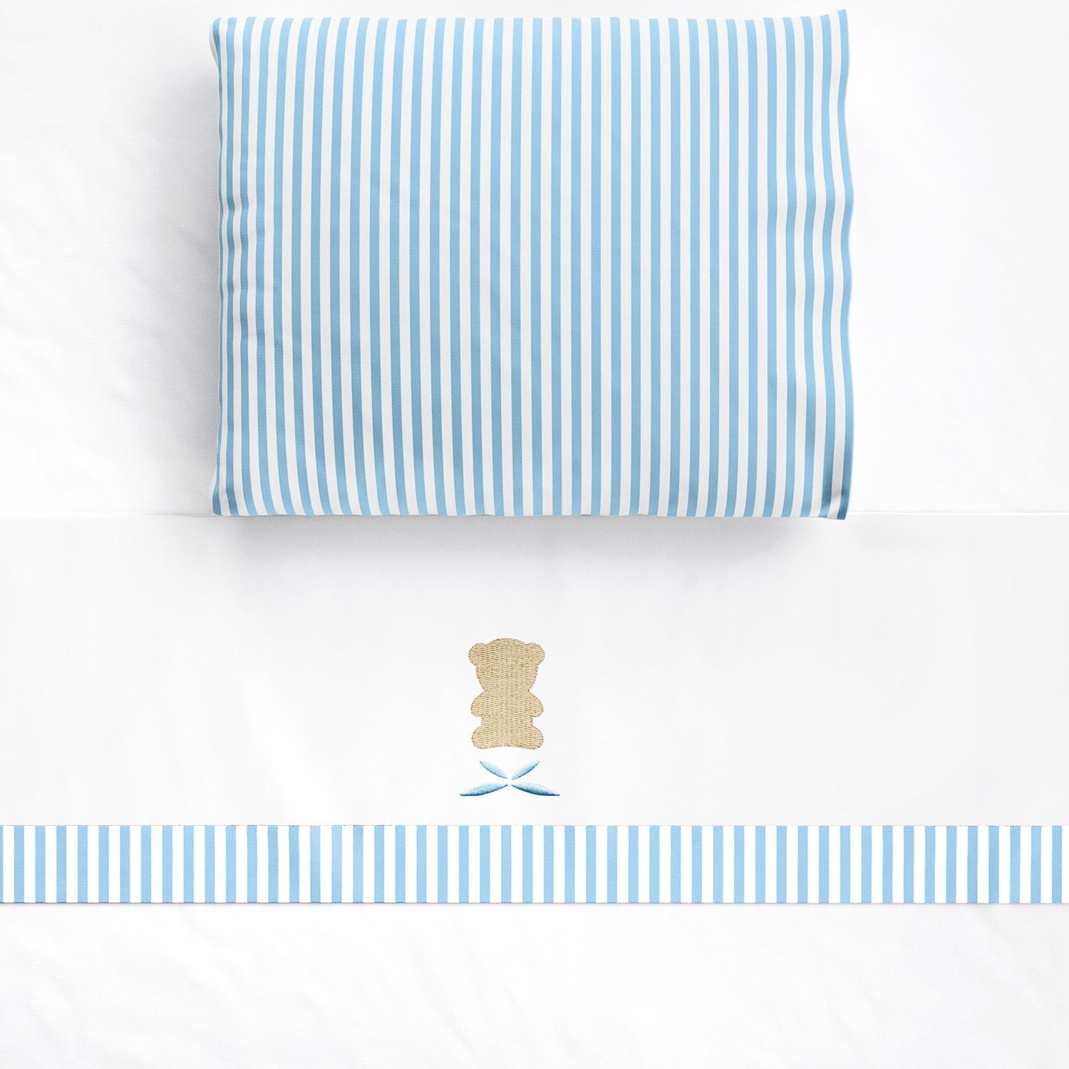 Jogo de Lençol Berço Bordado Urso Azul Marinho 3 peças