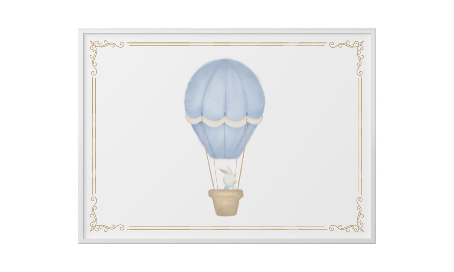 Quadro Coelho no Balão Azul 60cm 