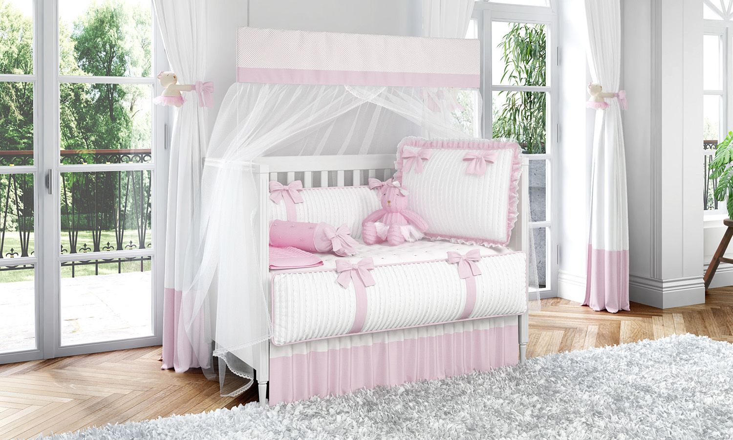 Kit Berço Tricot Luxo Rosa